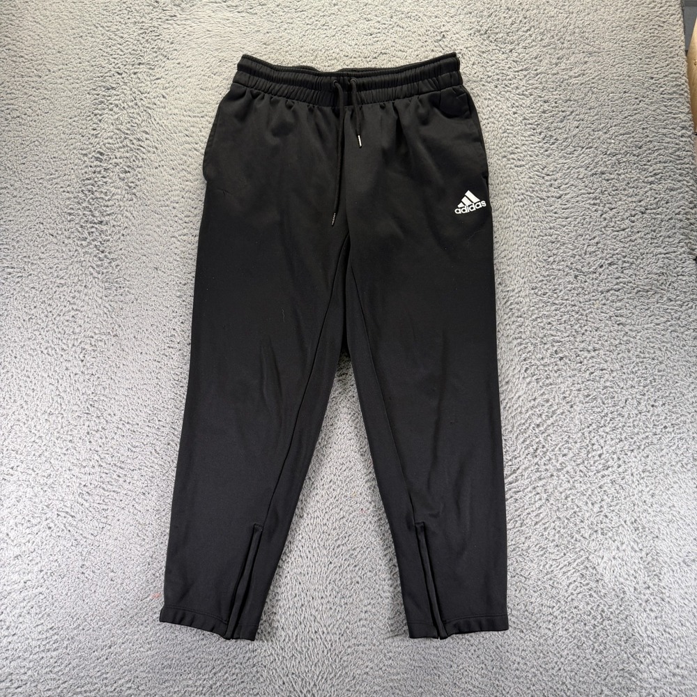 Adidas Aero Ready Sweatpants Mens L Black Polyester Fleece Lined Tapered Sports
